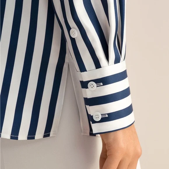 NWOT - Lillysilk Amalfi Stripe Silk Shirt - Picture 10 of 11